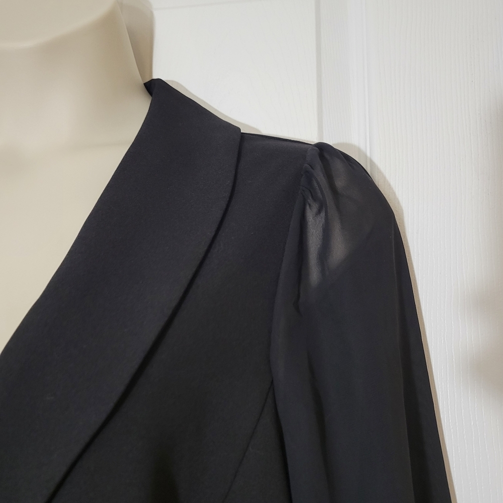 PatPat Black Double-Breasted Puff Sleeve Dress - Picture 14 of 16